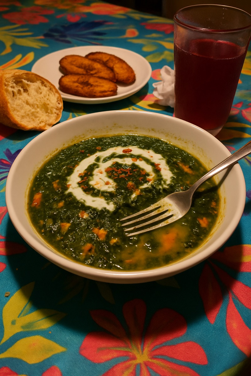 Callaloo soup, a traditional dish from Dominica