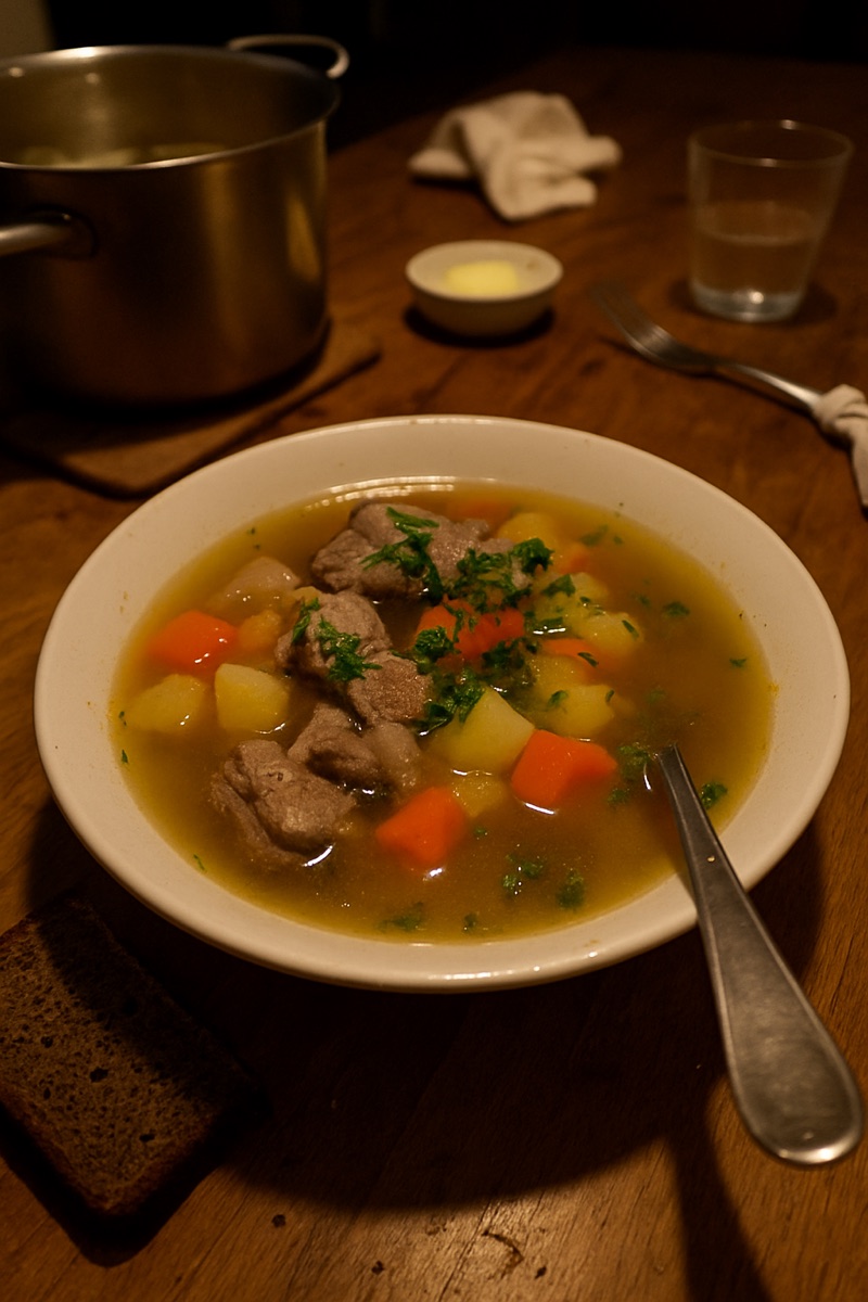 Lamb soup, a traditional dish from Iceland
