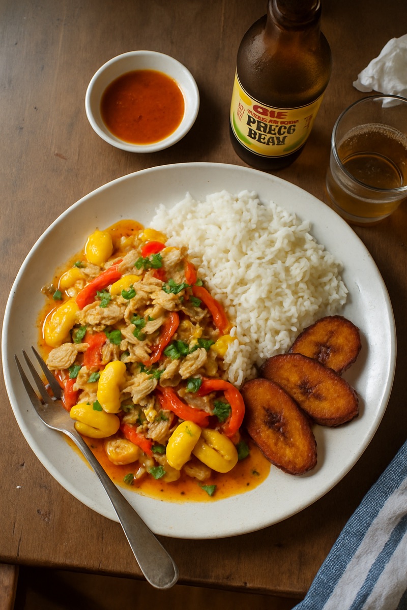 Saltfish and ackee, a traditional dish from Saint Kitts and Nevis