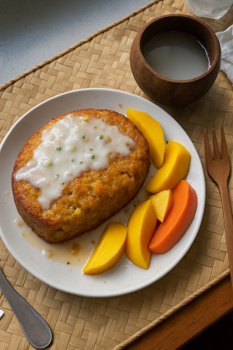 Breadfruit pudding, a traditional dish from Marshall Islands