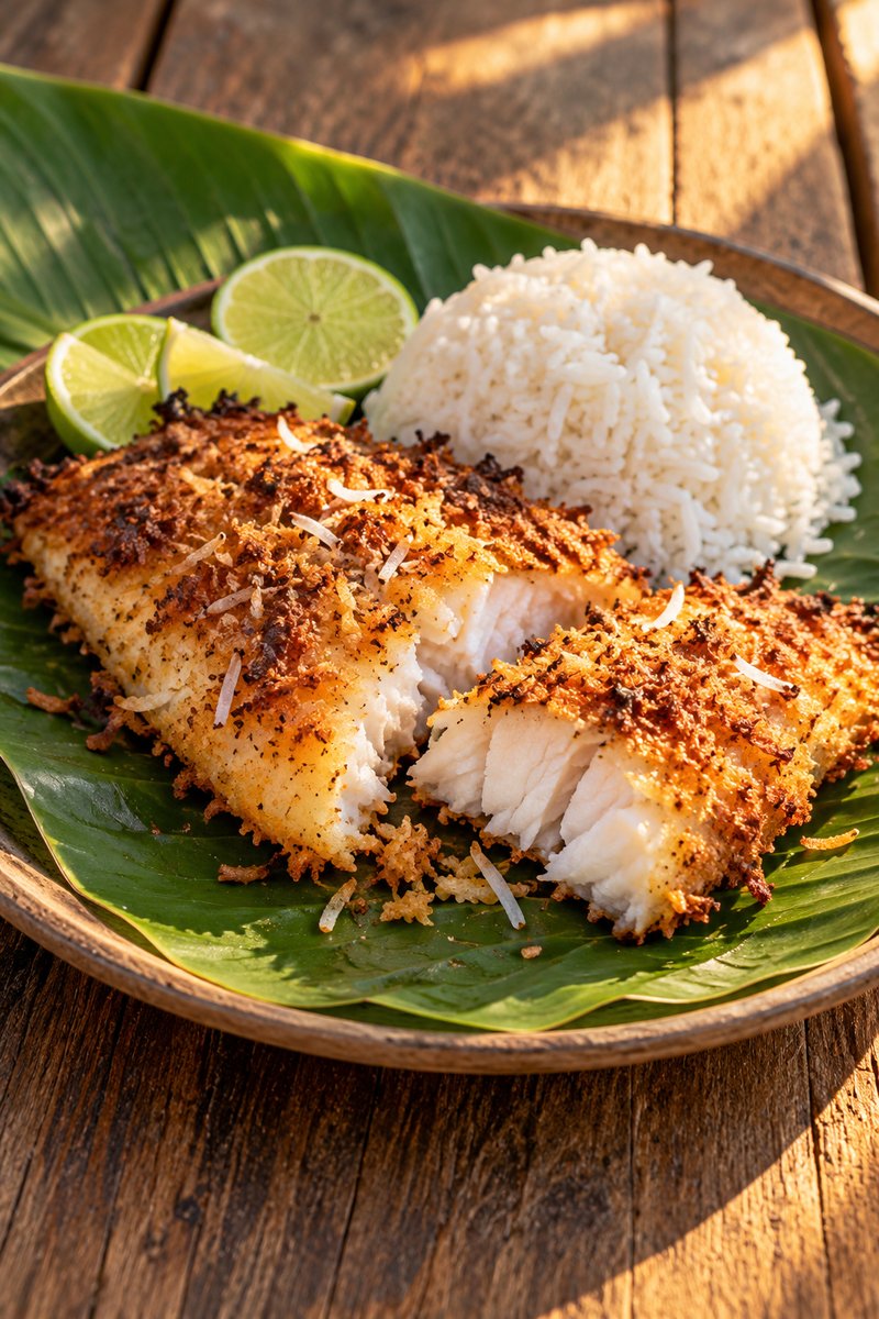 Coconut crusted fish, a traditional dish from Nauru