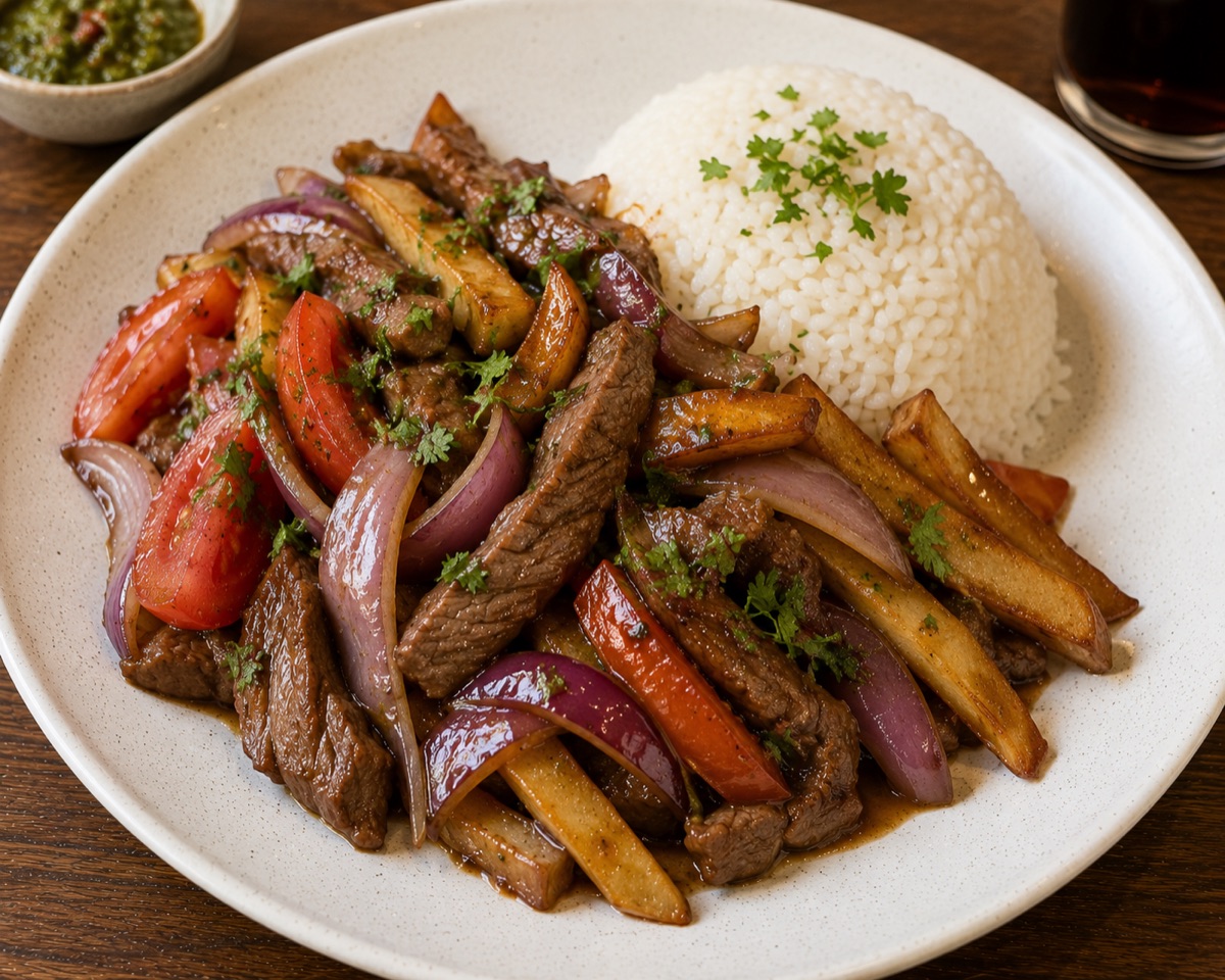 Lomo saltado, a traditional dish from Peru