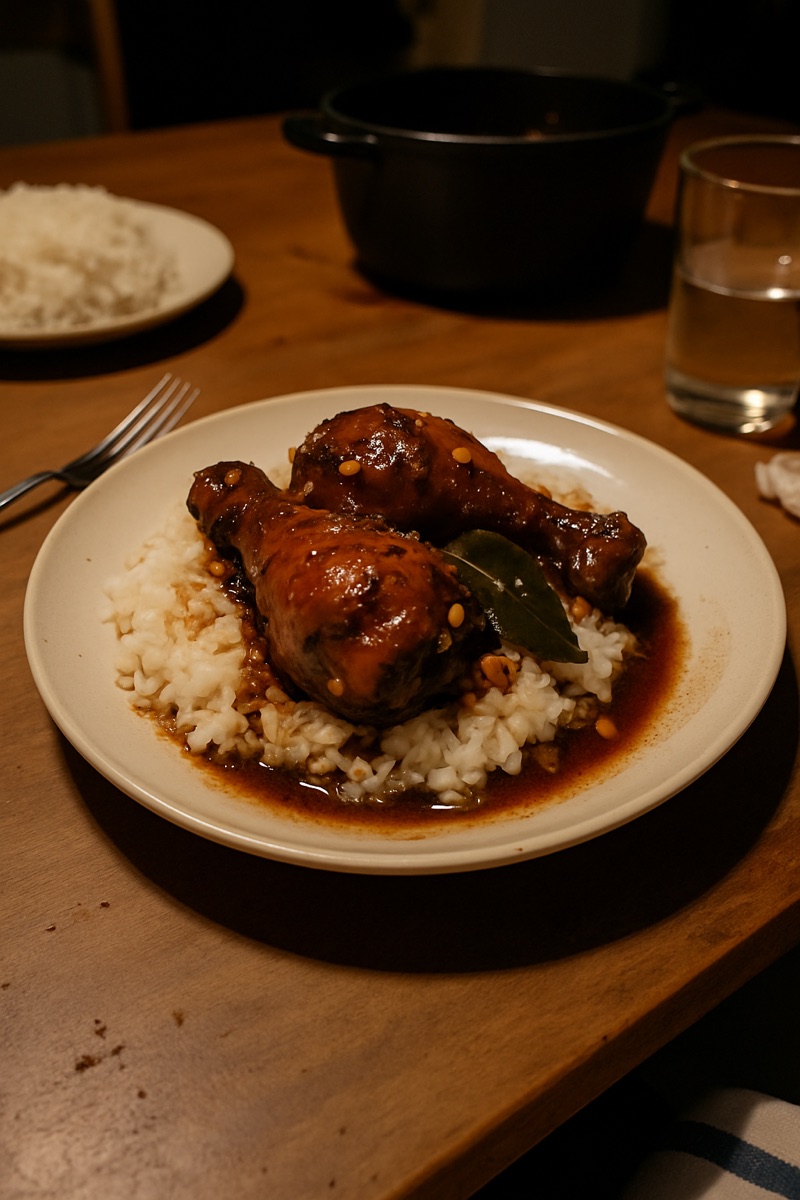 Chicken adobo, a traditional dish from Philippines