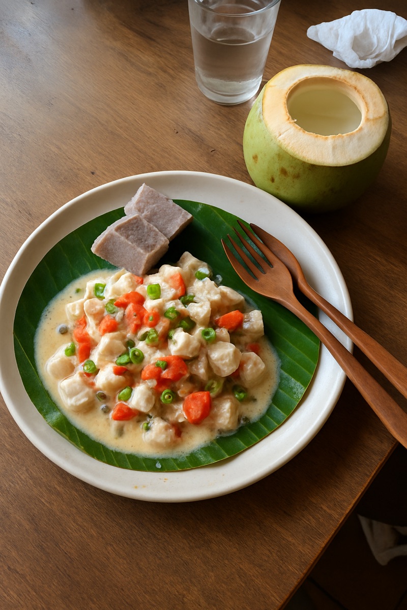 Slippery cabbage in coconut milk, Solomon Islands