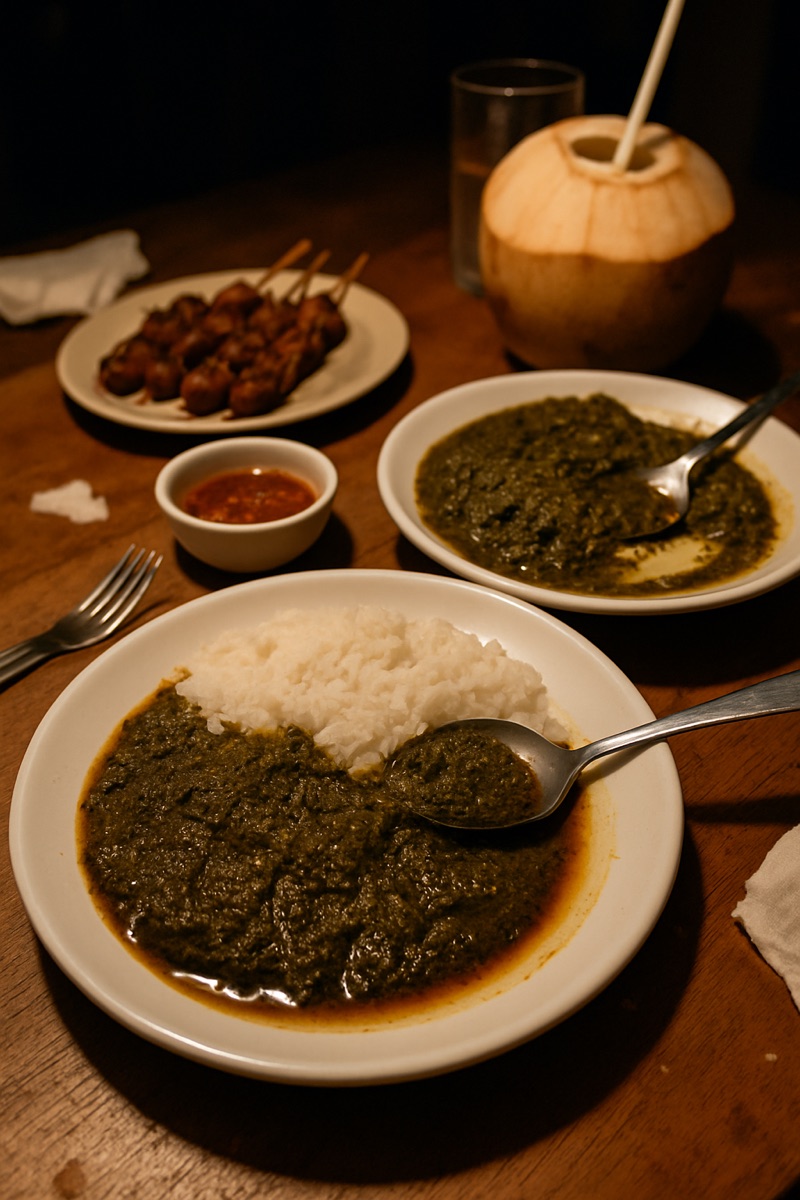 Cassava leaves, a traditional dish from Sierra Leone
