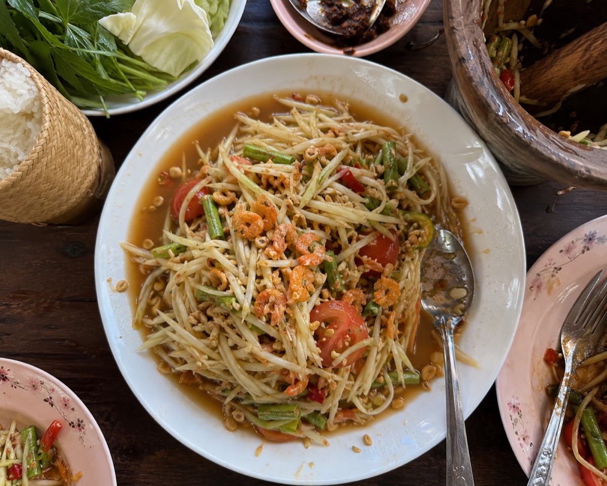 Som tam, a traditional dish from Thailand