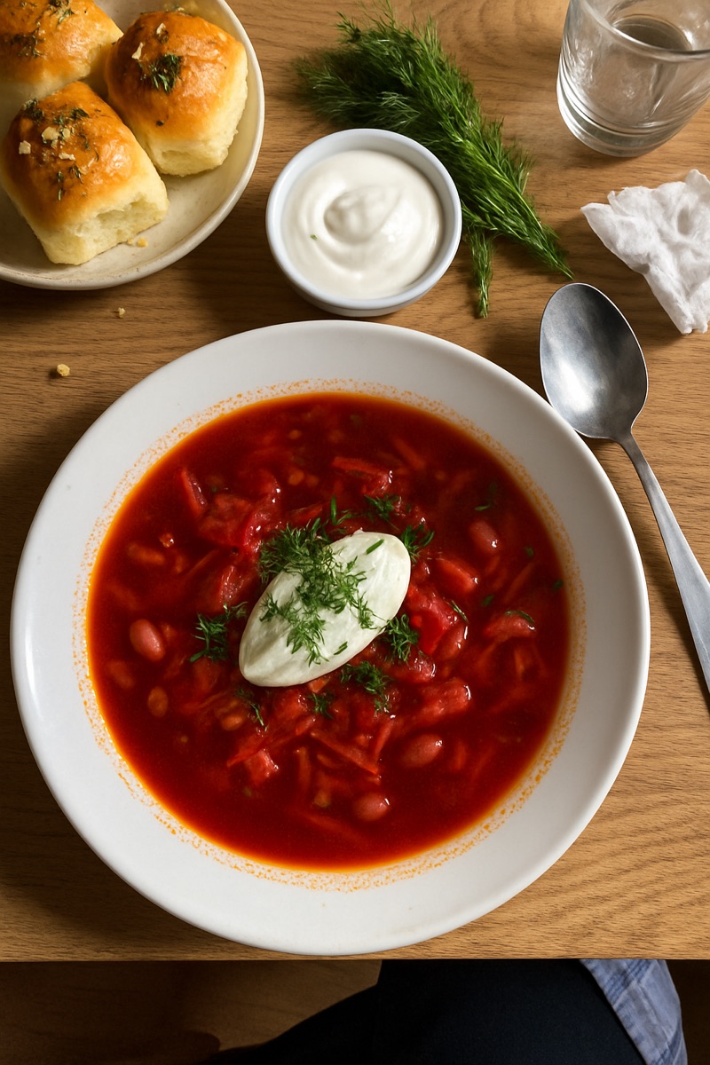 Ukrainian borscht, a traditional dish from Ukraine