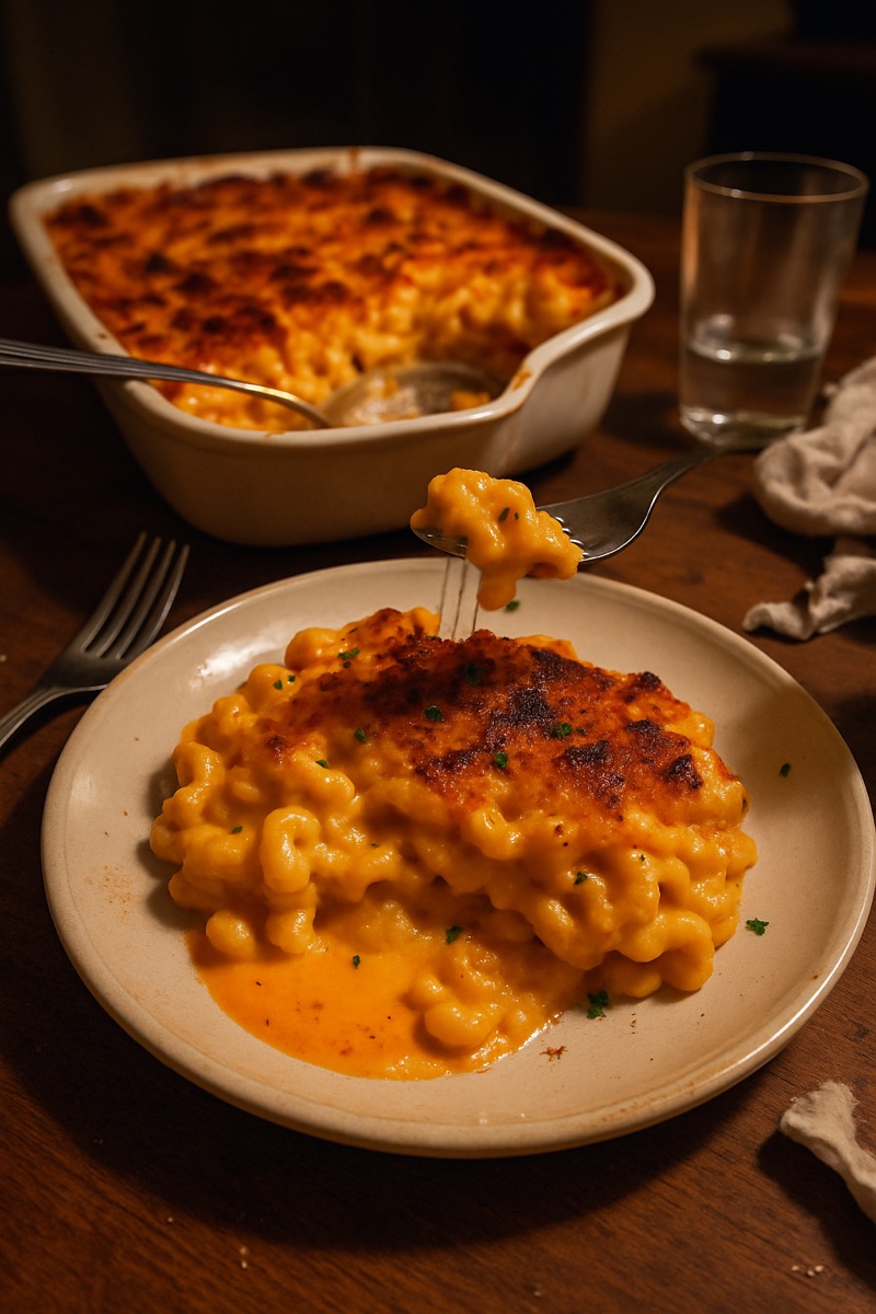 Baked mac and cheese, a traditional dish from United States